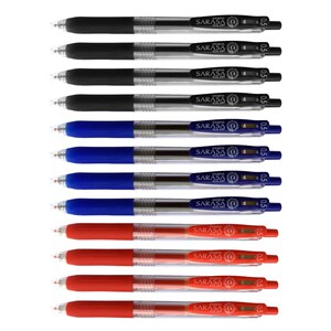 Zebra Sarasa Push Clip Retractable Gel Ink Pen 0.5mm 0.7mm 1.0mm | Schwarz Blau Rot | Packung mit 12 Stiften