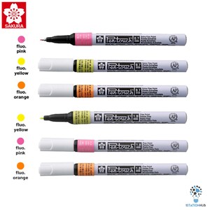 Marcador permanente de cor fluorescente Sakura Pen-Touch | Extra fino 0,7 mm / fino 1,0 mm | Cor Laranja Rosa Amarelo Pentouch