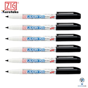 6pcs Zig Kuretake Laundry Pen Medium 0.8mm | Black | Name Marker Uniform Garment Marking