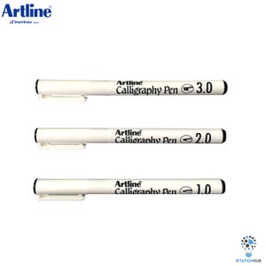 3pcs Artline Calligraphy Arabic Pen Black Ink - 1.0, 2.0, 3.0 | Khat Writing Home Office Stationery