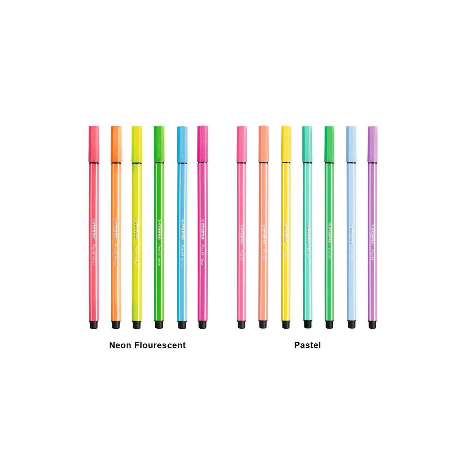 Een hekel hebben aan opwinding Laag Stabilo Pen 68 Felt Tip Neon & Pastel Color 13 Color Pens | Etsy