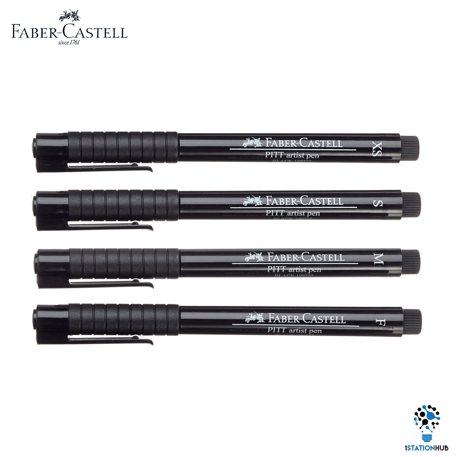 Faber Castell 4 Pitt Artist Pens Set Black Ink Arts Craft Etsy