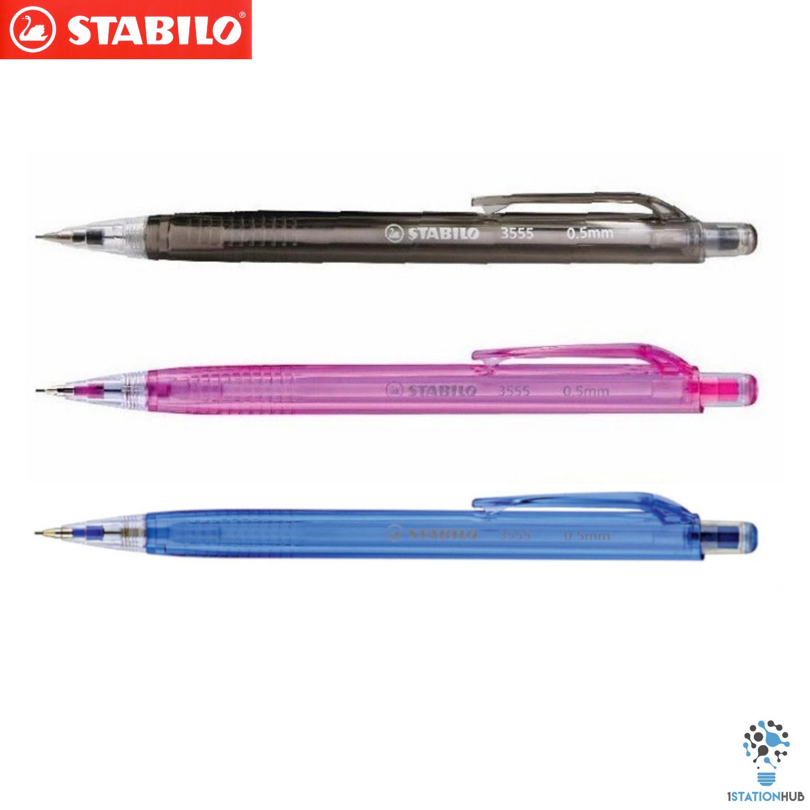 2 Packs Stabilo 3555 / 3557 Mechanical Pencil 2B 0.5mm 0.7mm