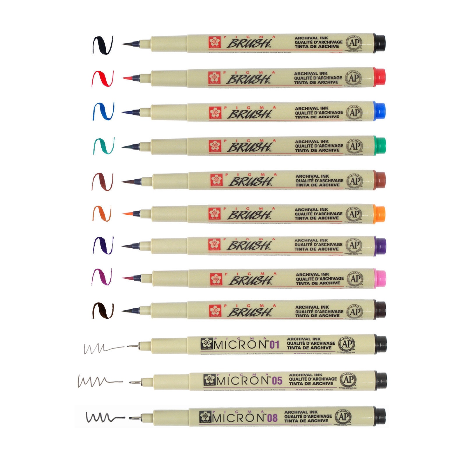 Gevoelig Dag Matrix Sakura Pigma Brush Assorted Colour & Micron Drawing Pen Set - Etsy Norway