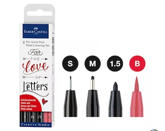 Faber Castell Pitt Artist Pen Hand Lettering India Ink Pen Set / Set di 4 penne