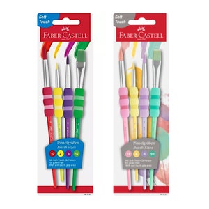Conjunto de pincéis Faber Castell com cabo Soft Touch | Pincéis para aquarela | Conjunto Brilhante/Pastel