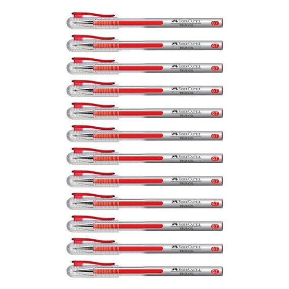 Faber Castell True Gel Pen, Smooth Gel Pen 0.7mm, Pack of 6 9 12 Red Black  Blue