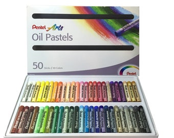 Pentel Arts Oil Pastels | Craft Crayon Drawing | 49 Colours | Set of 50 Sticks