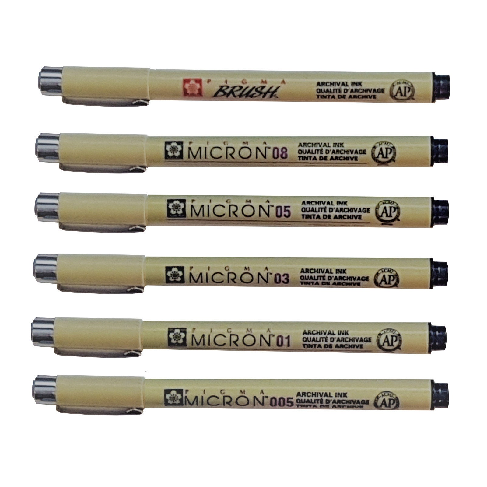 Sakura Pigma Micron & Brush Set | Pack of 6 Pens | Arts Craft Drawing  Drafting Stationery