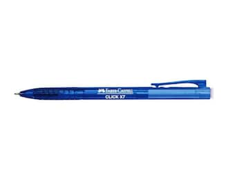 10 x FABER-CASTELL RX5 CLEAR CLIP Blue Retractable Ball Point Pen