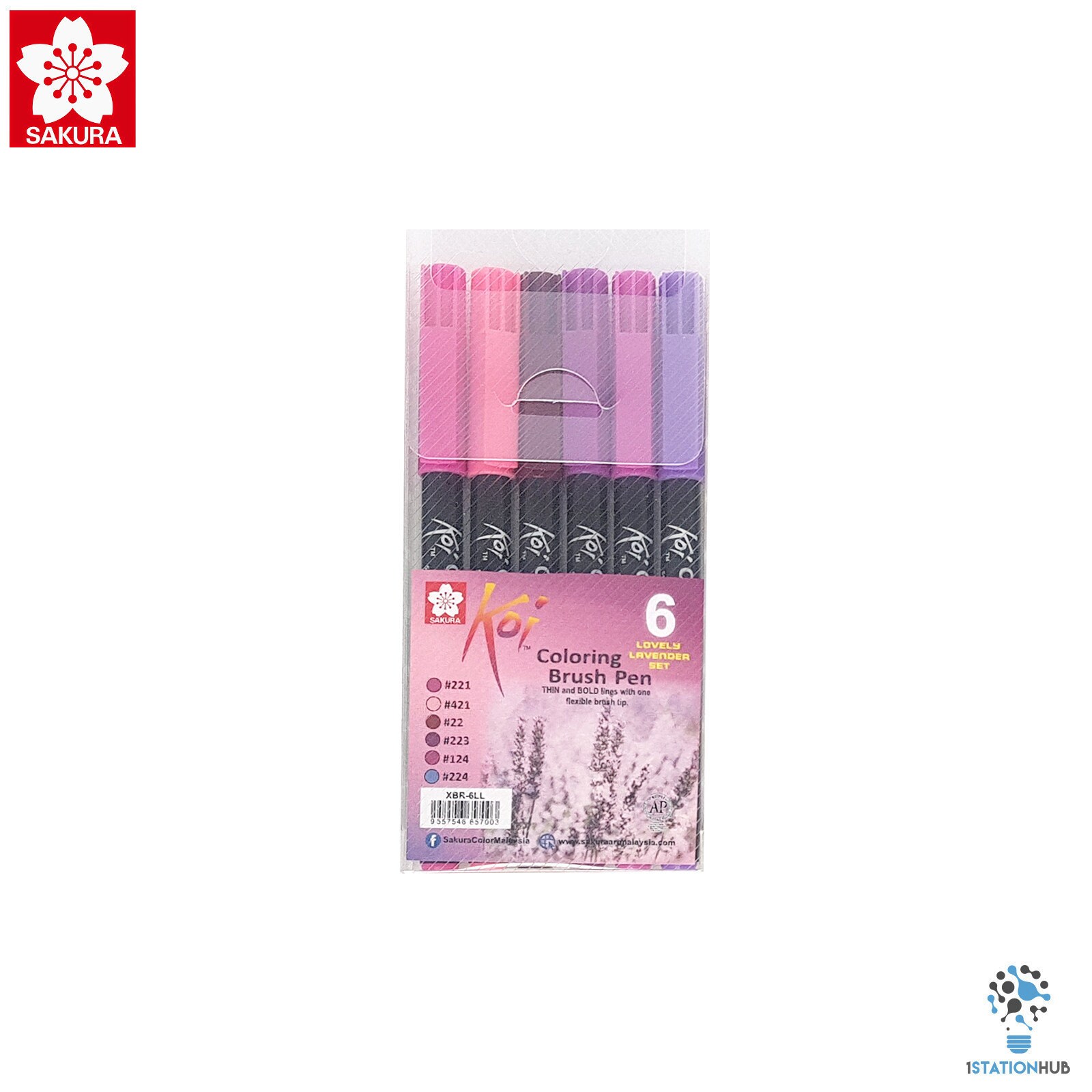 SAKURA Koi Pinselstift – Wasservermalbar, Flexible Pinselspitze, Purpur-hell
