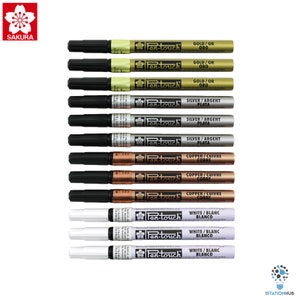 12pcs Sakura Pen-Touch Marcador Extra Fino 0,7mm Ouro Prata Branco Cobre | Caneta Touch