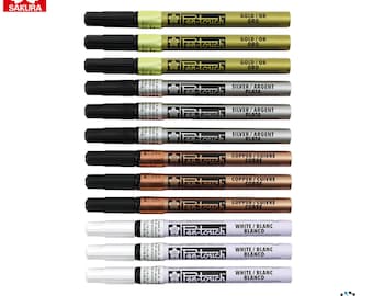12pcs Sakura Pen-Touch Extra Fine Marker 0.7mm Gold Silver White Copper | Pentouch