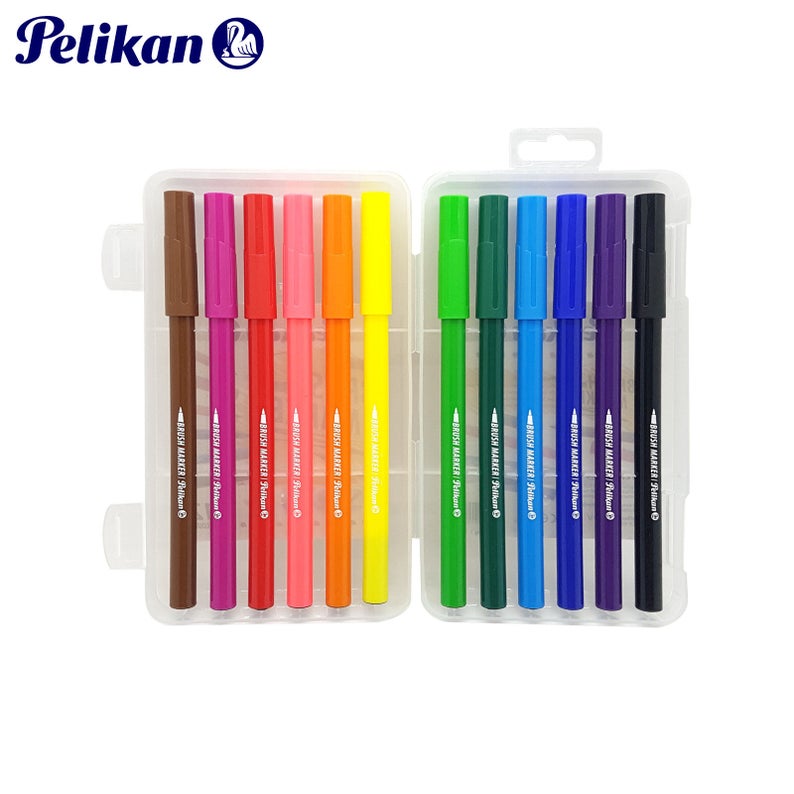 Pelikan Brush Marker Pen 12 Assorted Colour Nontoxic Modern Etsy