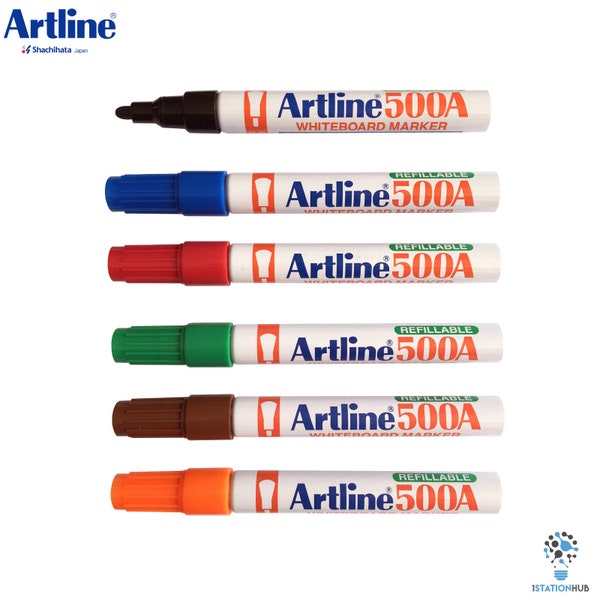 Artline 500A Whiteboard Bullet Point Color Marker Pen 2.0mm | Black Blue Red | PK 3 12