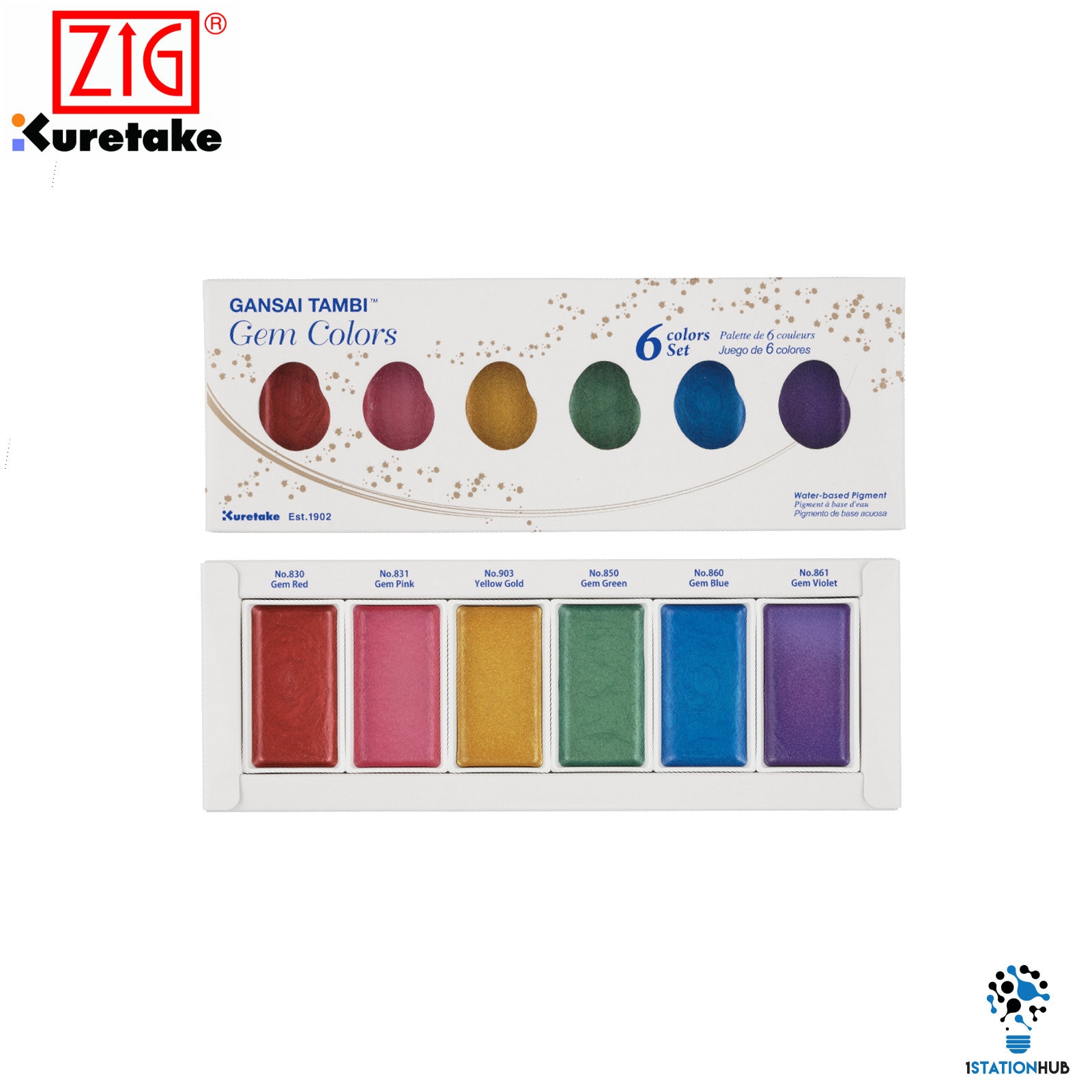 椰子ページ Kuretake Gansai Tambi Watercolor Palette - Pearl Colors - 6