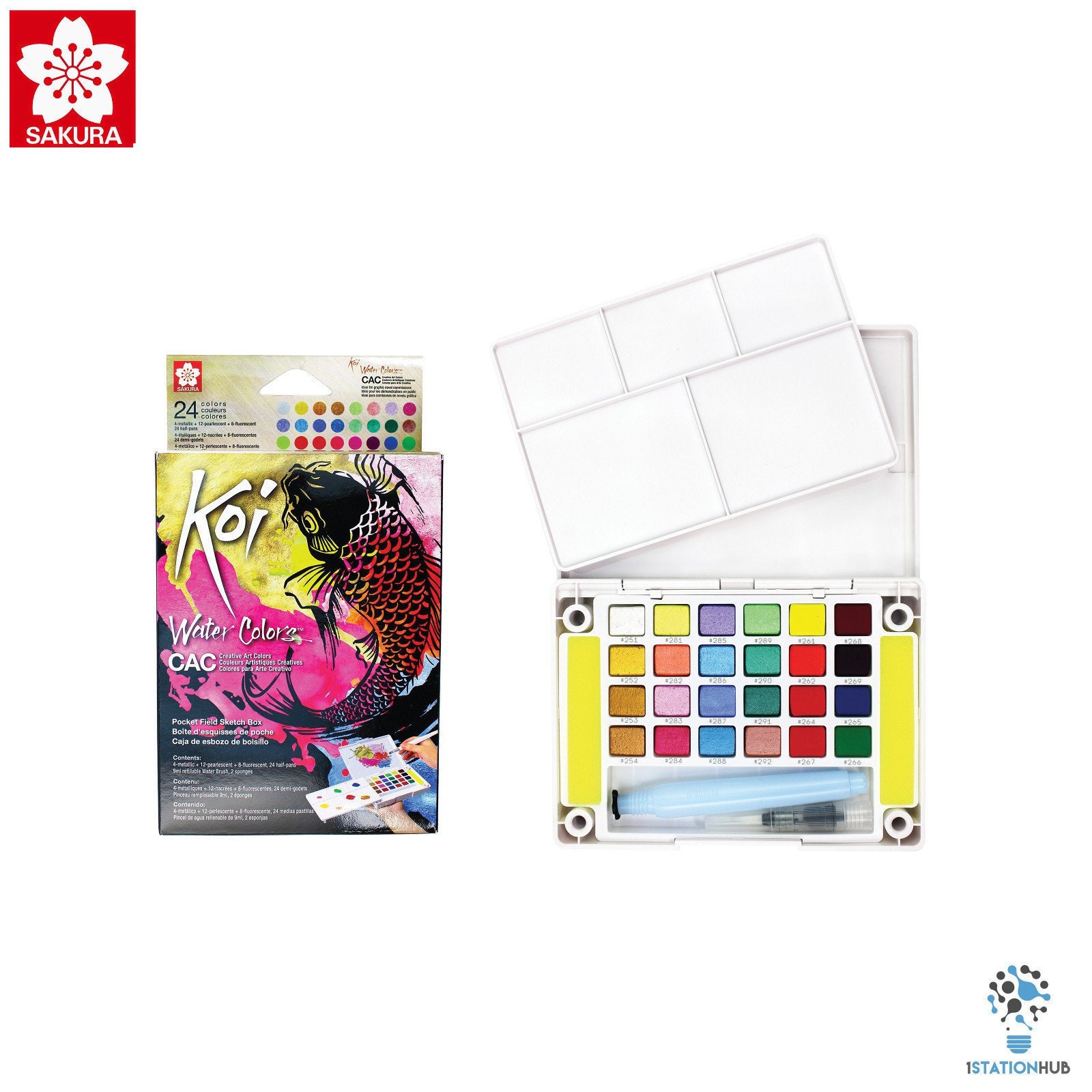 Watercolor paint handmade travel palette tin - 18 whole pans of your  choice, water brush included