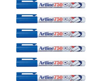 6 Pens Artline 750 Laundry Permanent Markers Perfect for Labelling and  Colour Coding Black Blue Red 
