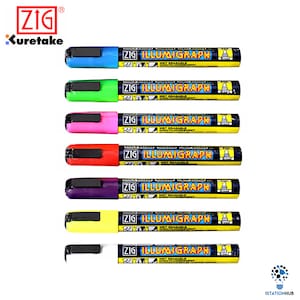 2pcs Zig Kuretake Illumigraph Fluorescent Marker 6mm | Broad Tip | Home Office Cafe School Stationery