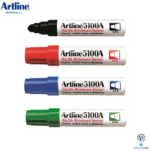 Artline 5100A ホワイトボードマーカーペン 弾丸ペン先 5.0 mm | ブラック ブルー グリーン レッド 4本
