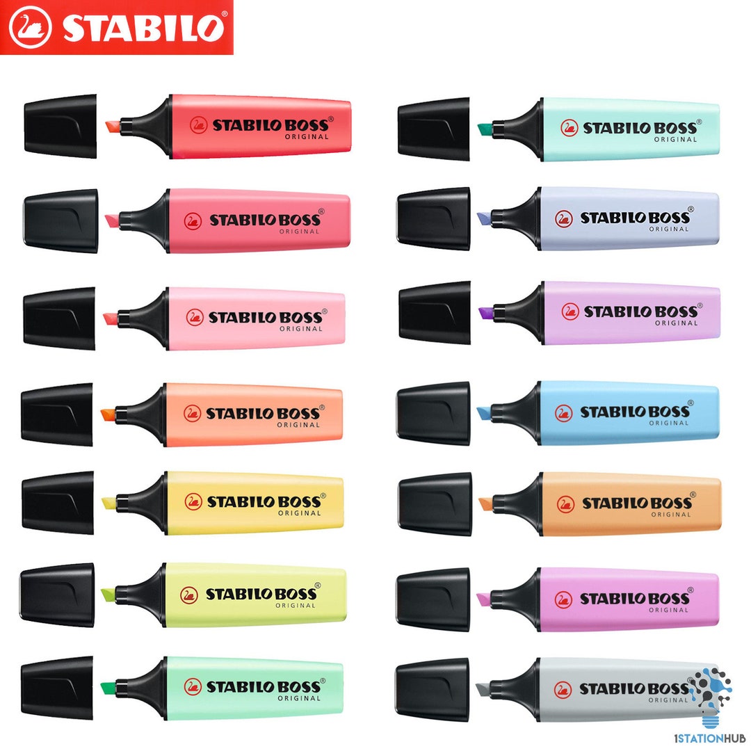 Stabilo Boss Original Pastel Colour Highlighter Marker Pen Chisel Nib 10 or  14 Pens Set -  Norway