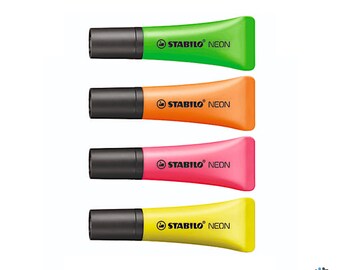 スタビロ ネオン蛍光ペン 3 個 | トレンディなデザインの蛍光ペン | 家庭、オフィス、学校用文房具