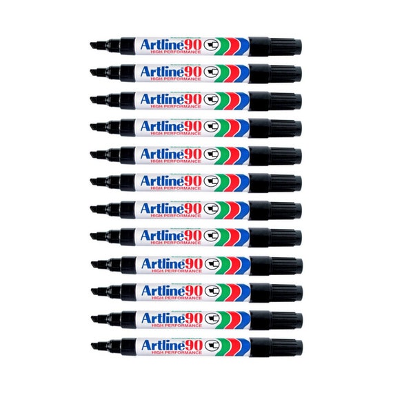 12 Artline 90 High Performance Black Permanent Marker Pen Etsy
