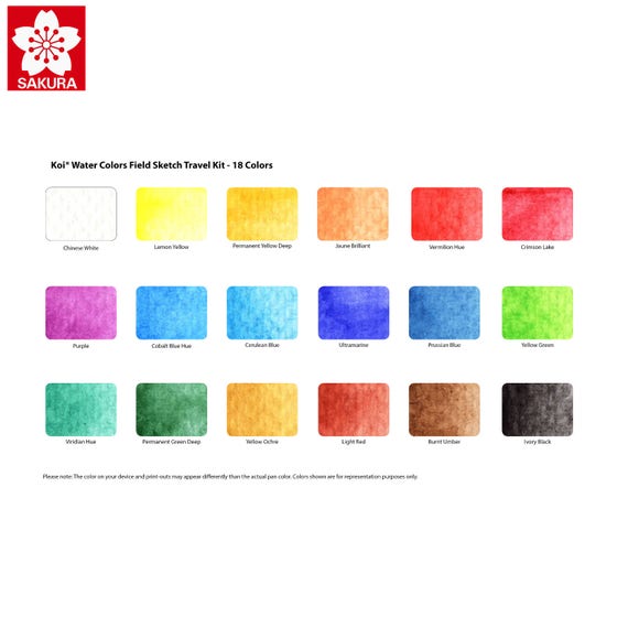Koi Watercolor Metallic Pocket Field Sketch Box Set 24 Colors