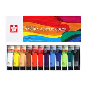 Sakura Acrylic Colour 20ML - 12 Colours | Arts Craft Paint