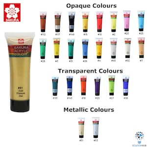 Sakura 20ml Acrylic Colour Paint | Opaque / Transparent / Metallic Colours | Bulk Lot