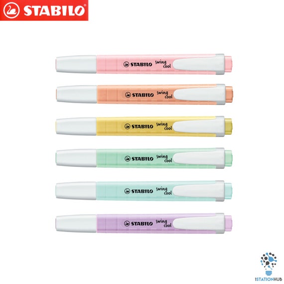 STABILO Swing Cool Highlighter Pen Pastel - Pack of 6 (Assorted Colours)