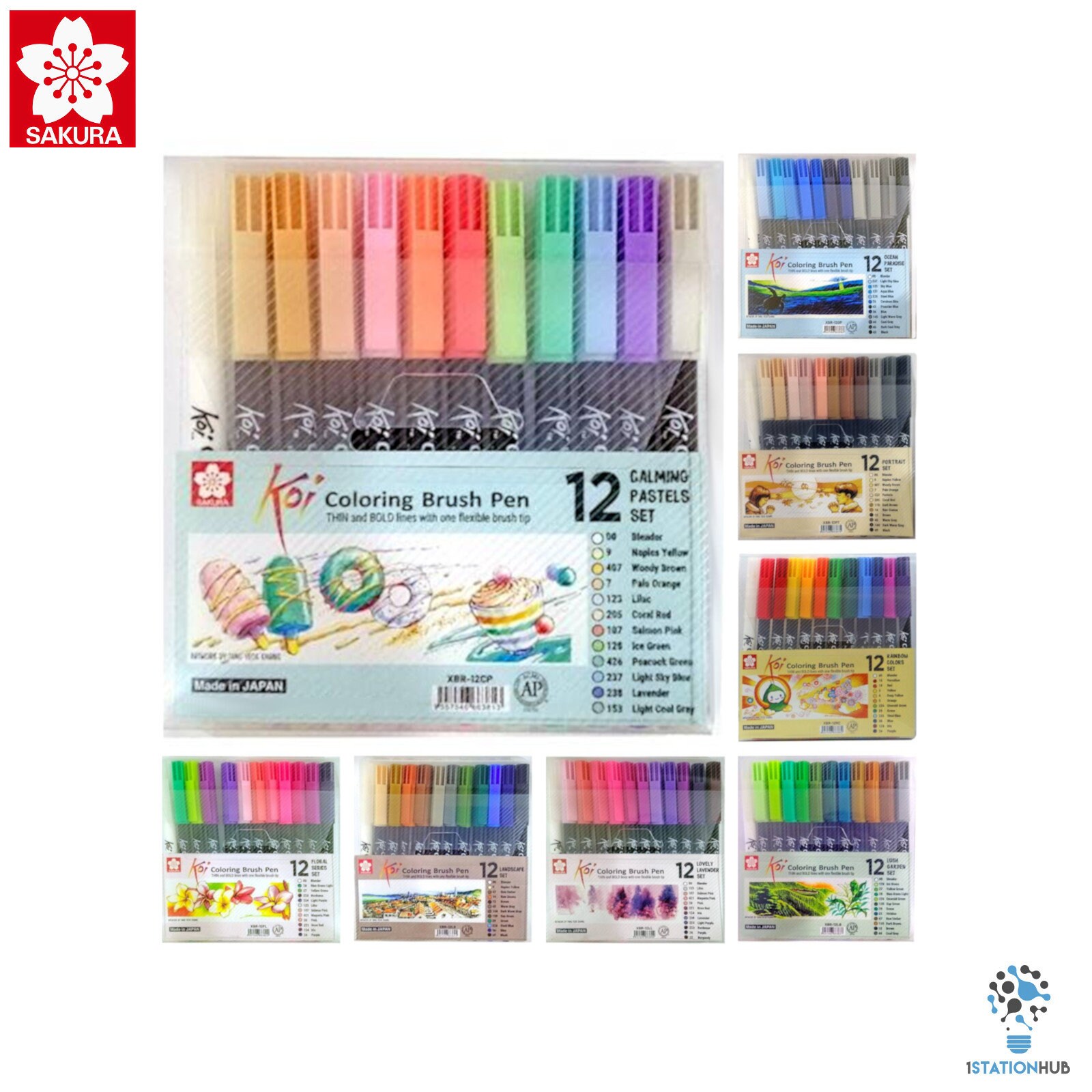 Sakura Koi Colouring Brush Pen | 12 Colour Set | Arts Craft Colour Pens