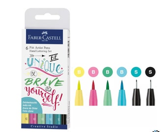 Faber Castell 6 Pitt Artist Pens / Pastel Color Set / Hand Lettering Set / Calligrafia