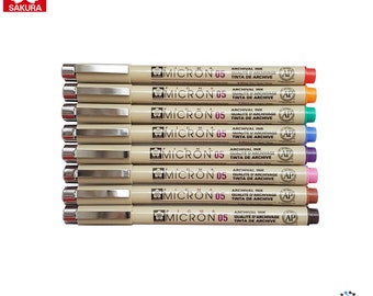 Sakura Pigma Micron 05 Pen | Mlticolour Archival Ink Pens | Pack of 8 Colour Set