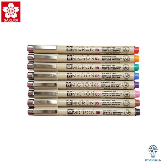 Sakura Pigma Micron 05 Pen | Mlticolour Archival Ink Pens | Pack of 8  Colour Set