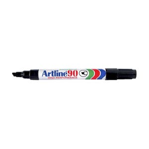 12 Artline 90 High Performance Black Permanent Marker Pen 2.0mm 5.0mm Chisel Tip Craft Write Draw Lettering image 3