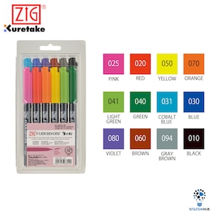 Brand New! Zig Kuretake Fudebiyori Brush Lettering Pen | Pack of 12 Colours