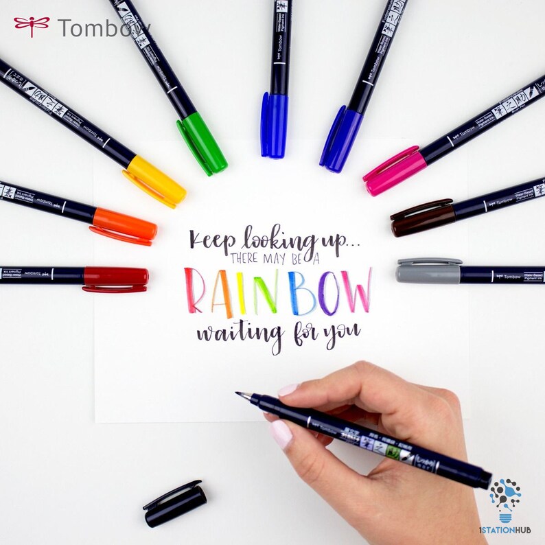 Tombow Fudenosuke Brush Pen 10-Pack Hard Tip Lettering /& Illustration Pen