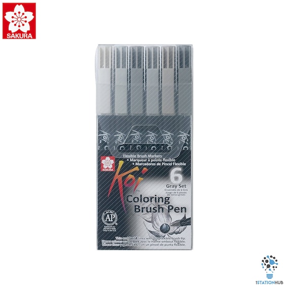 Sakura Koi Colouring Brush Pen Lettering Calligraphy Pens Colour Gray  Set