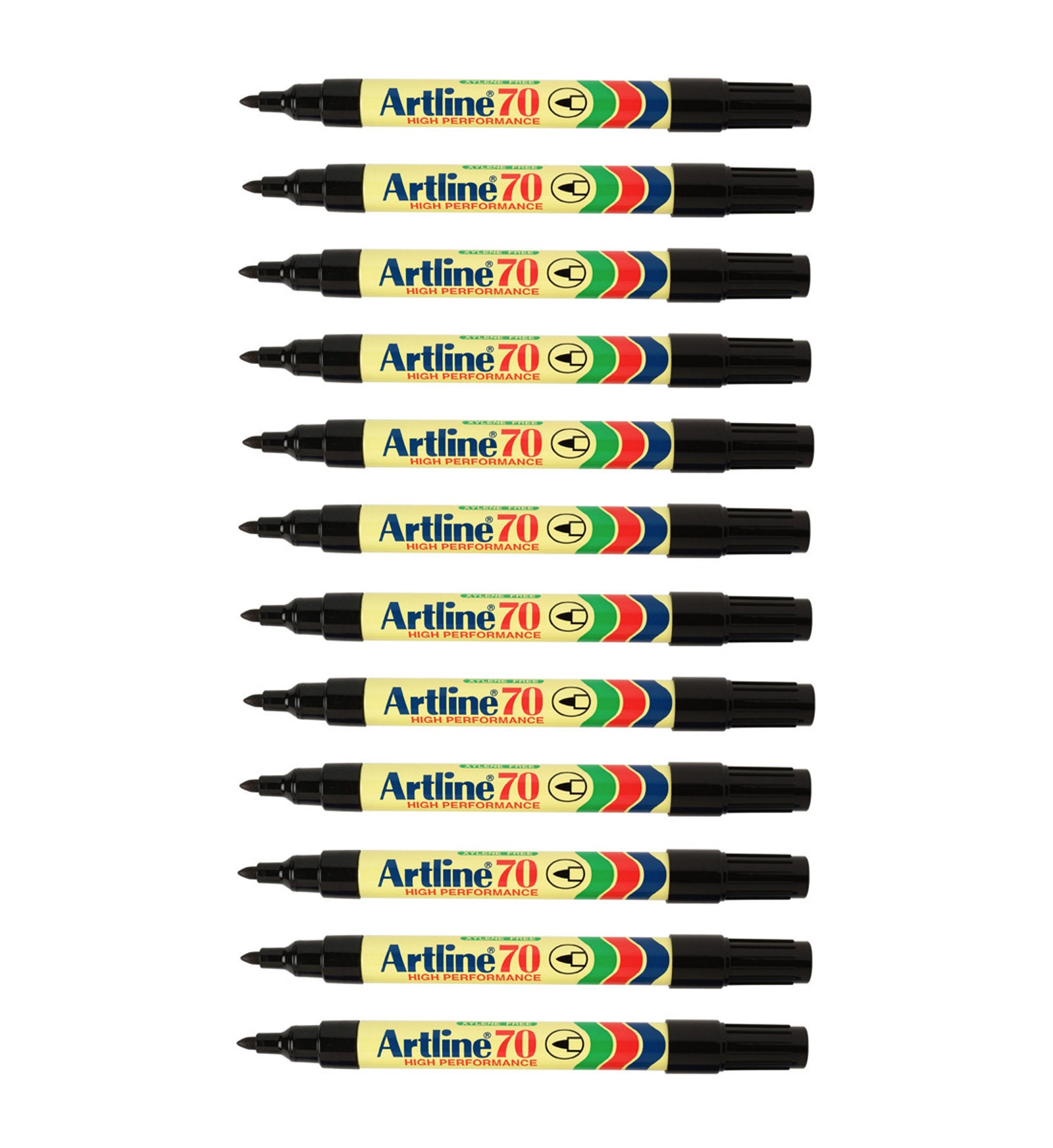 12 Artline 70 高性能 ブラック ブルー グリーン レッド 油性