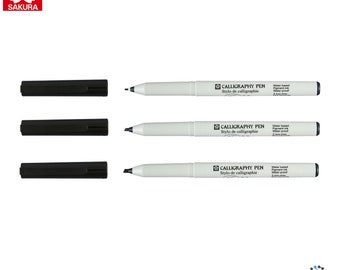 Sakura Arabic Calligraphy Pen | Black Pigment Ink | Angled Tip | Set of 3 Size