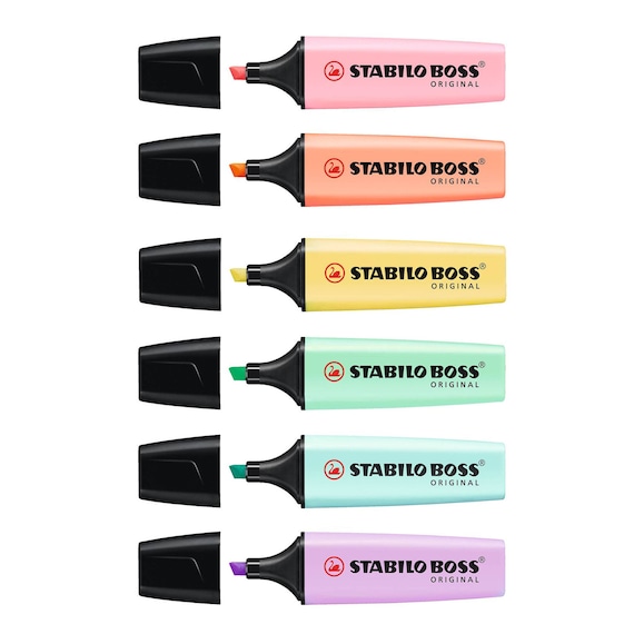  STABILO Highlighter BOSS ORIGINAL Pastel - Wallet of 4 -  Assorted Colors, 1 Count (Pack of 1) : Office Products
