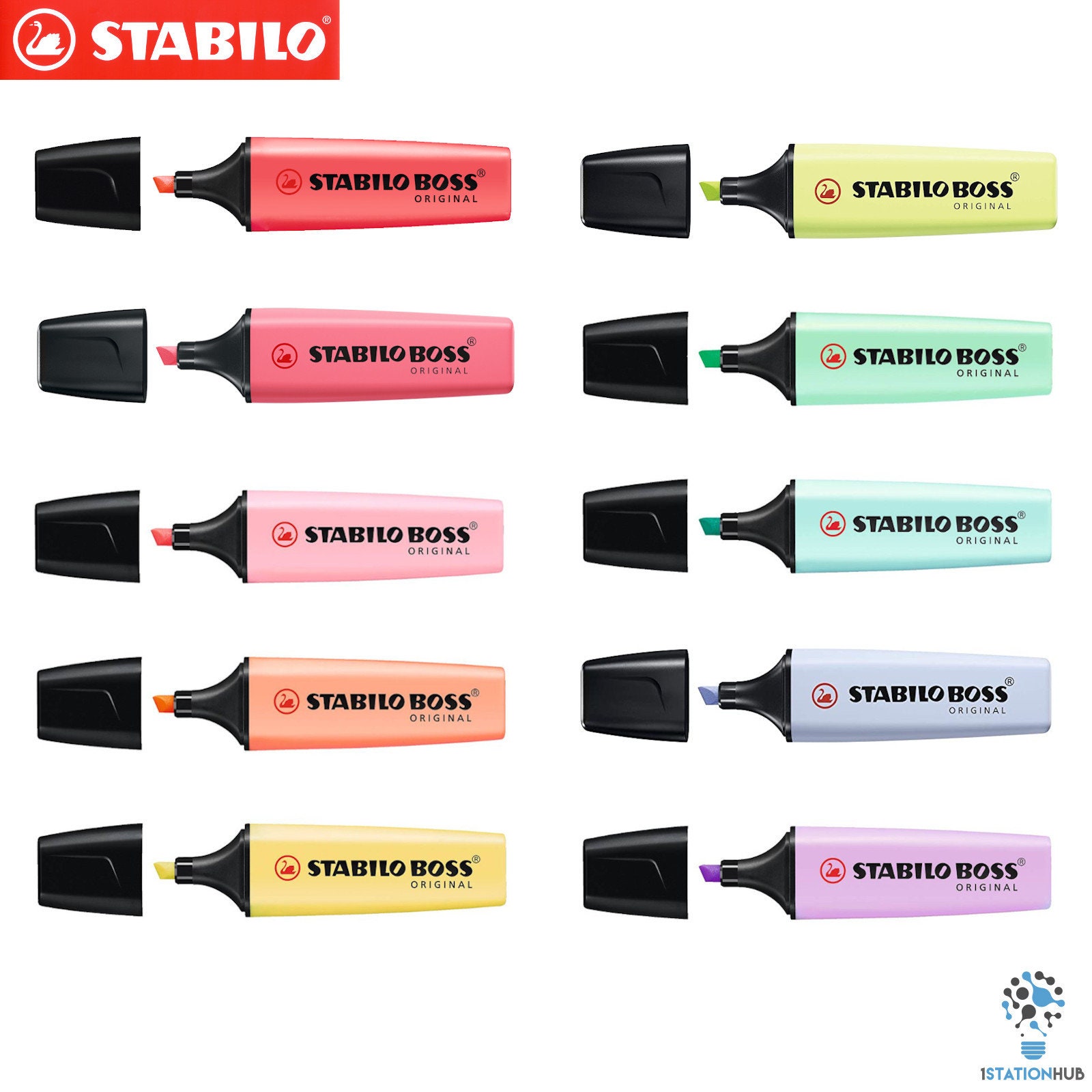 SynoTec - Marqueurs fluo pastel STABILO boss sont