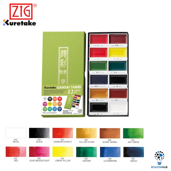 Zig Kuretake Gansai Tambi Watercolour Arts Craft Colour Set of 12 18 24 36  
