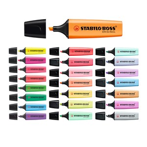 Stabilo Boss Original Fluorescent + Pastel Colour - Pack of 23 Highlighters | Gift Idea Present Stationery