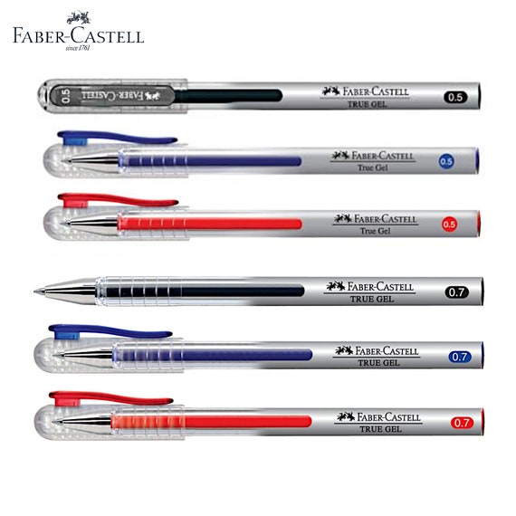 12 penne Faber Castell True Gel 0,5 mm 0,7 mm/penna nera blu rossa