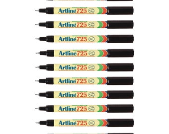 12pcs Artline 725 Superfine Black Permanent Marker | 0.4mm Fineliner
