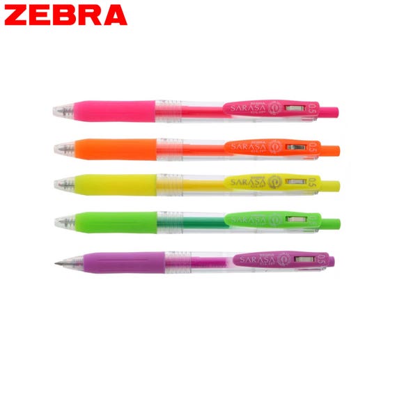  Zebra Sarasa Clip Gel Pen - 0.5 mm - Neon - 5 Color Set