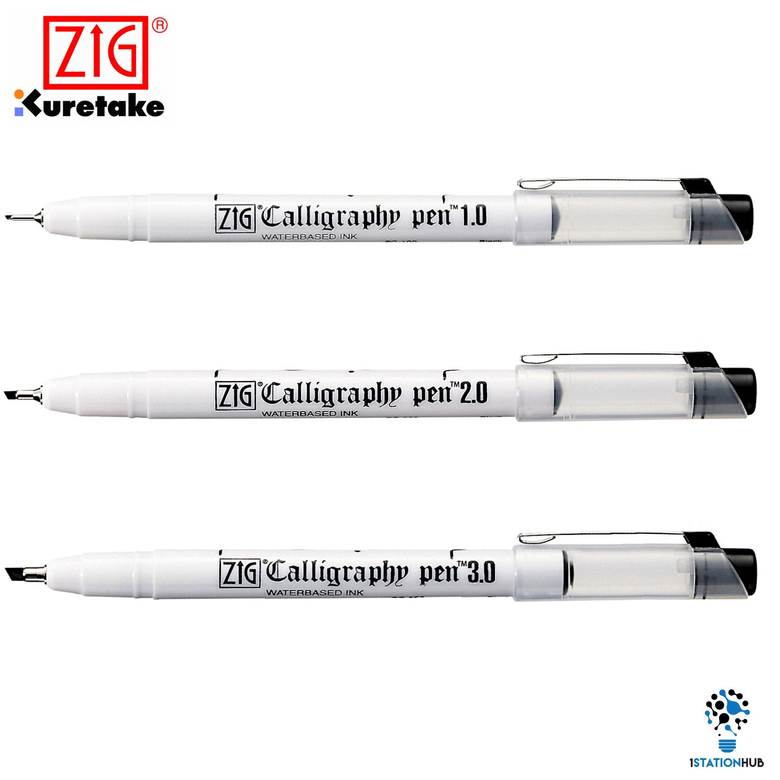 Zig Calligraphy Pen Oblique Tip 3.0 mm, Set of 3