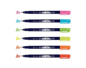 Tombow Fudenosuke Neon Colours | Hard Tip | Calligraphy Arts Craft Lettering